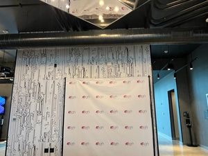 See how it bends down in the middle it was embarrassing since it was the backdrop for pictures at my Grand Opening