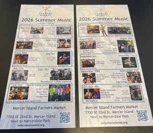 Mercer Island (Washington) Farmers Market 2026 music program 