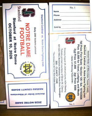 LARGE RAFFLE TICKETS 3 1/2 by 8 1/2, Single Perf